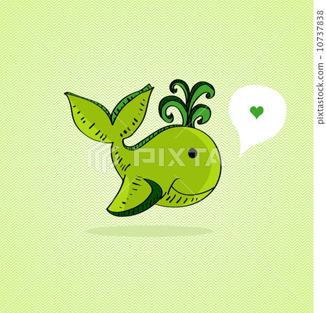 Sketch style Green whale 10737838