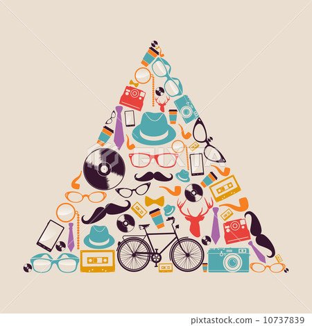 Retro hipsters icons triangle. 10737839