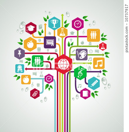 Back to school flat icons education network tree. 10737917