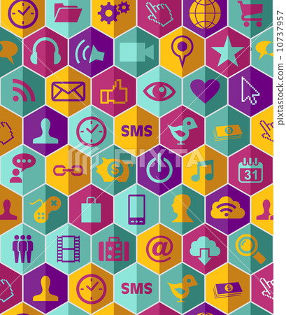 Social media flat icons seamless pattern - Stock Illustration [10737957 ...