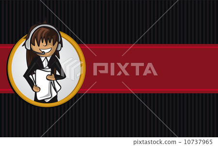 Service callcenter woman cartoon circle sign. Service callcenter woman cartoon circle sign. 10737965