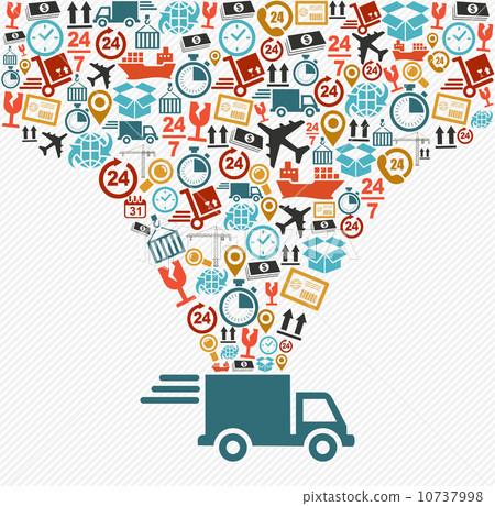 Shipping icons set Fast delivery truck concept illustration. 10737998