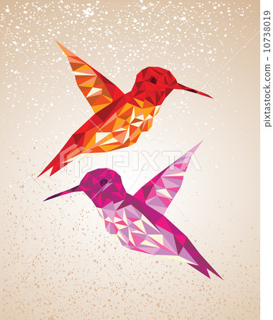Colorful humming birds illustration. 10738019