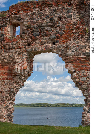 Ruins of an old castle Ludza with lake 10745803