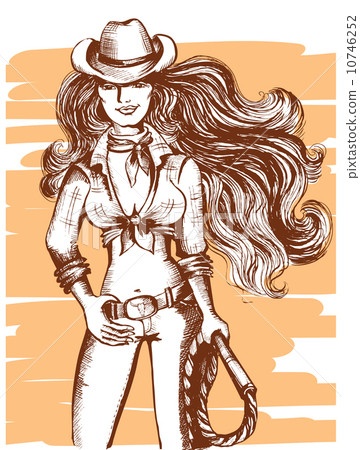 sexy alt clothes Cowgirl.Sexy woman in cowboy hat and clothes - Stock Illustration  [10746252]