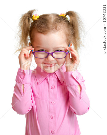 Funny girl in glasses isolated on white 10748331