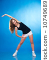 Isolated on blue sports woman 10749689