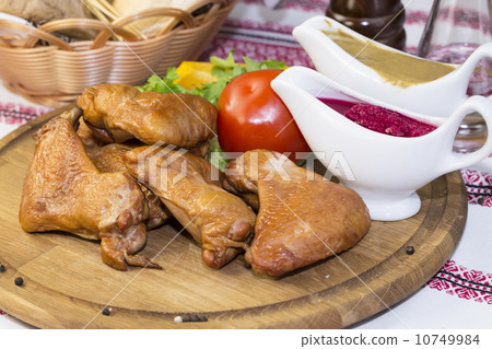 chicken wings on the table in a restaurant chicken wings on the table in a restaurant 10749984