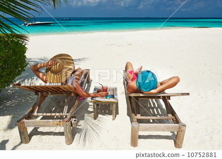 Couple on a beach at Maldives 10752881
