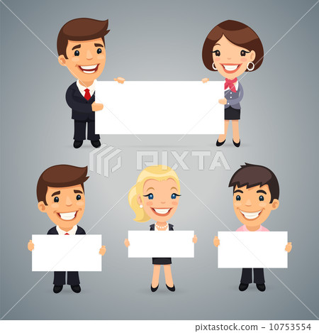 Businessmen With Blank Placard Businessmen With Blank Placard 10753554