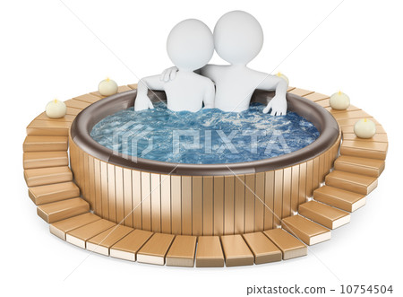 3D white people. Couple relaxing in a jacuzzi 10754504