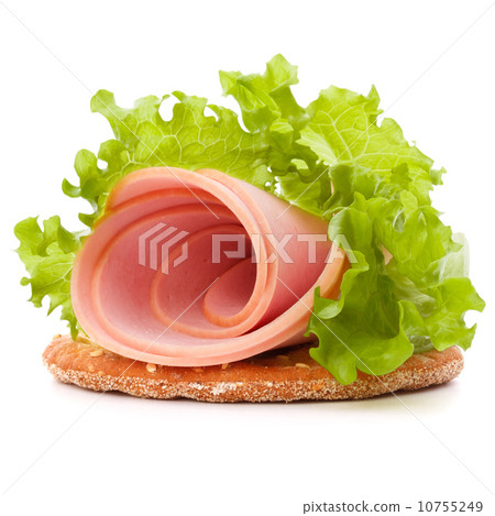 sandwich with pork ham on white background  cutout 10755249