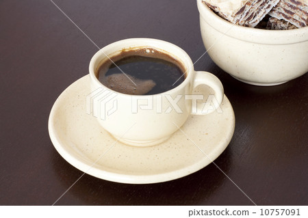 Black coffee with waffles Black coffee with waffles 10757091