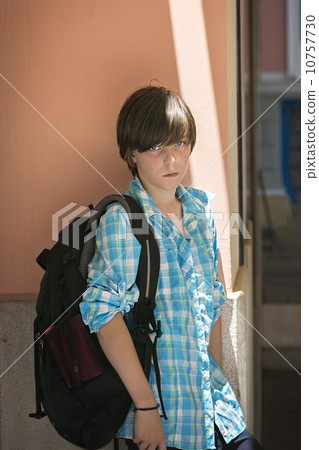 teen boy with rucksack on travel teen boy with rucksack on travel 10757730