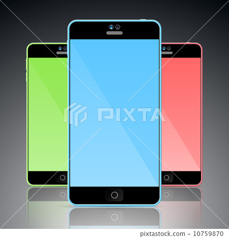 Set of colorful mobile smart phones 10759870