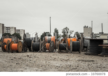 Electrical wires on wooden spool Electrical wires on wooden spool 10760078