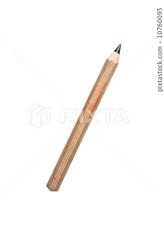 old used green crayon pencil, isolated on white 10760095