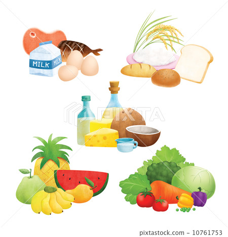 Five food group illustrations 10761753