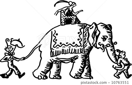 Clowns and princess on elephant Clowns and princess on elephant 10763551