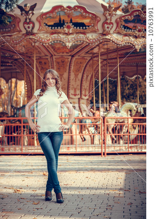 beautiful girl in the autumn park beautiful girl in the autumn park 10763991