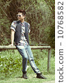 Asian man in printed polo 10768582