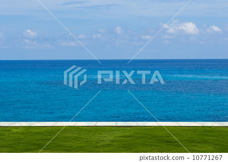 The lawn and beautiful empty sea view The lawn and beautiful empty sea view 10771267