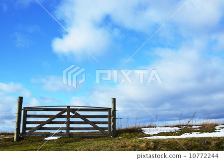 Wooden gate and blue sky 10772244