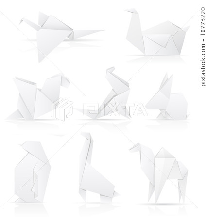 set icons origami paper animals vector illustration 10773220