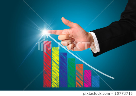 business man writing over achievement bar chart business man writing over achievement bar chart 10773715