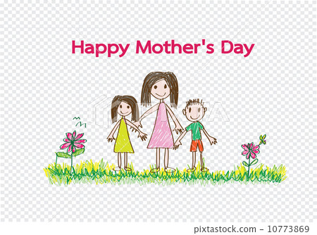 Happy mothers day card with family cartoons in illustration Happy mothers day card with family cartoons in illustration 10773869