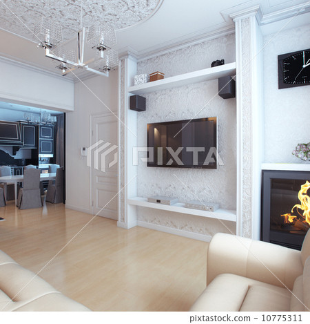 Living Room Interior Design With White Leather Sofa 10775311