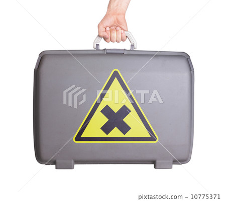 Used plastic suitcase with stains and scratches Used plastic suitcase with stains and scratches 10775371