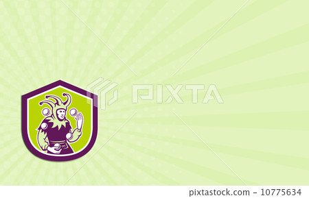 Business card Jester Juggling Ball Shield Retro Business card Jester Juggling Ball Shield Retro 10775634