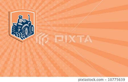Business card Farmer Driving Tractor Plowing... - Stock Illustration ...