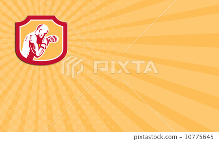 Business card Boxer Boxing Jabbing Punch Side Shield Retro Business card Boxer Boxing Jabbing Punch Side Shield Retro 10775645