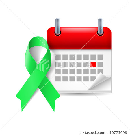 Green awareness ribbon and calendar Green awareness ribbon and calendar 10775698