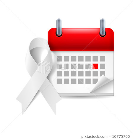 White awareness ribbon and calendar White awareness ribbon and calendar 10775700