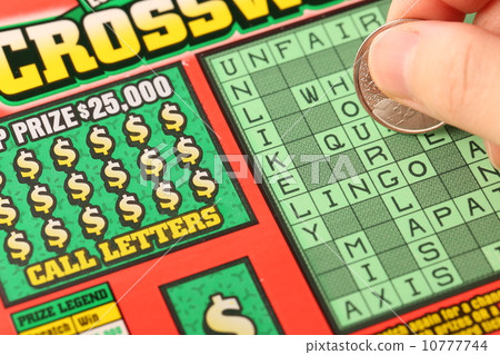 Scratching lottery ticket. 10777744