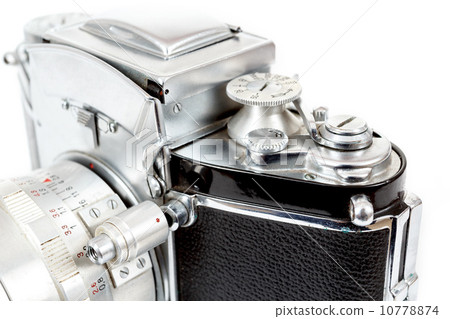 retro old vintage analog photo camera on white retro old vintage analog photo camera on white 10778874