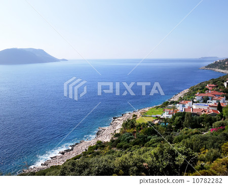 The view over the Mediterranean sea, Kastelorizo island and the The view over the Mediterranean sea, Kastelorizo island and the 10782282