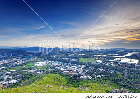 HongKong sunset , Yuen Long district 10783259