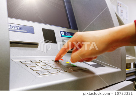 Press cancel button on ATM keypad 10783351