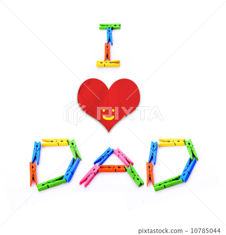 I love Dad message by colourful wooden clothes pins on a white b I love Dad message by colourful wooden clothes pins on a white b 10785044