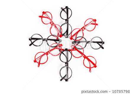 Stack of red and black glasses isolated on white Stack of red and black glasses isolated on white 10785798