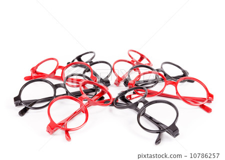 Stack of red and black glasses isolated on white Stack of red and black glasses isolated on white 10786257