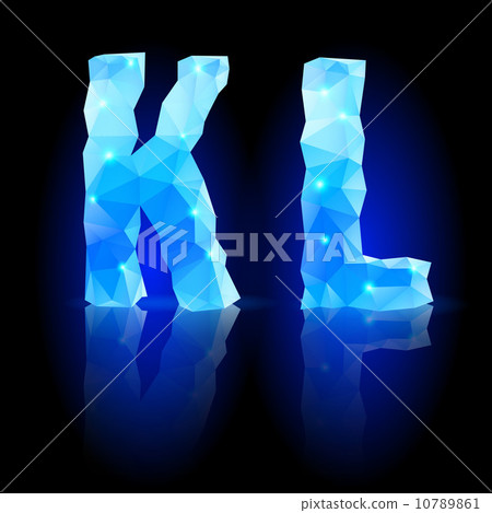 Blue polygonal font 10789861