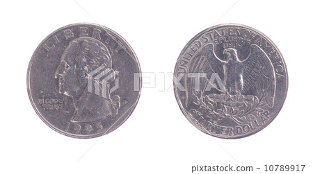 Twenty five American cents on a white background 10789917