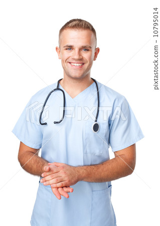 Portrait of smiling young male nurse 10795014