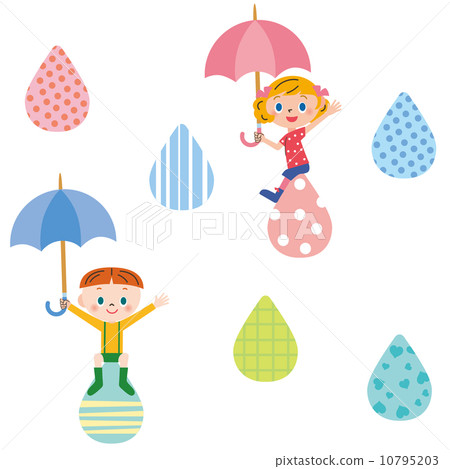有雨和傘的孩子 10795203