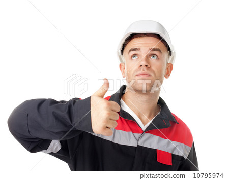 Engineer looking and pointing up 10795974